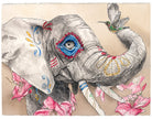 Representing strength, family, and community; stable and wise, elephants remember their dead and maintain rituals. Even their young learn to mourn ancestors they never personally met. Hummingbirds have been known to show up in the spirit of lost loved ones. This Día de los Muertos-themed piece is a tribute to family remembrance.