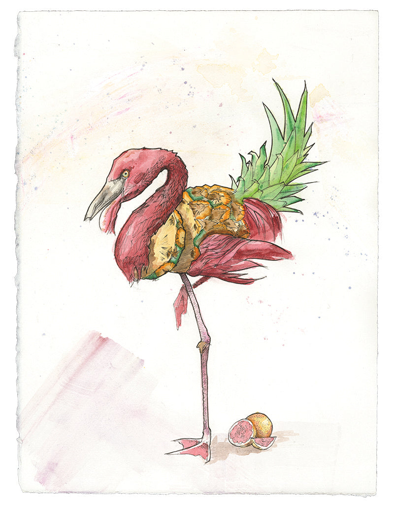 What makes a thing trendy? Why are flamingos "in" now? Moments after my 13-year-old niece informed me that pineapples are cool, not one, but two random people peeked in my booth to ask if I drew...pineapples (mind you I have no other fruit in here). This is a high-minded meditation on the group-think that informs our taste. By the way, grapefruits are really cool, too.